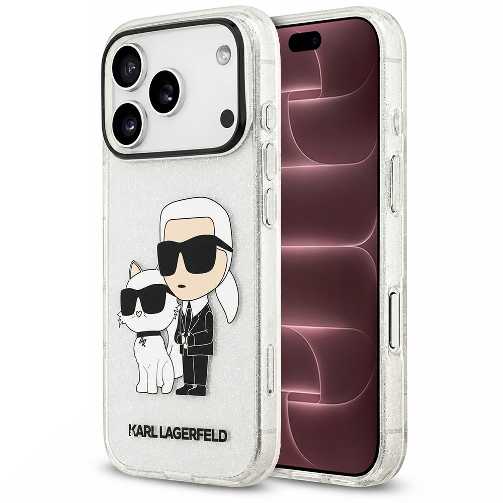 Tok Apple iPhone 18 Pro Max / 17 Pro Max készülékhez, Karl Lagerfeld, IML Glitter Karl and Choupette NFT, átlátszó