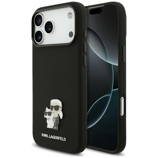 Tok Karl Lagerfeld Karl & Choupette fém kitűzővel, Apple iPhone 18 Pro Max / 17 Pro Max készülékhez, fekete