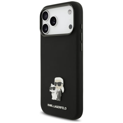 Case for Apple iPhone 18 Pro Max / 17 Pro Max, Karl Lagerfeld, Karl & Choupette Metal Pin, Black