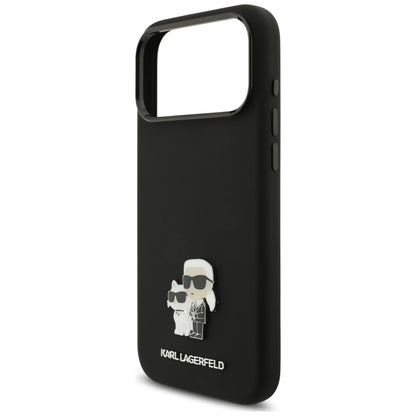 Case for Apple iPhone 18 Pro Max / 17 Pro Max, Karl Lagerfeld, Karl & Choupette Metal Pin, Black
