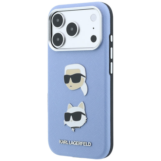 Tok Apple iPhone 18 Pro Max / 17 Pro Max számára, Karl Lagerfeld, Saffiano Karl & Choupette fejjel és logóval, kék