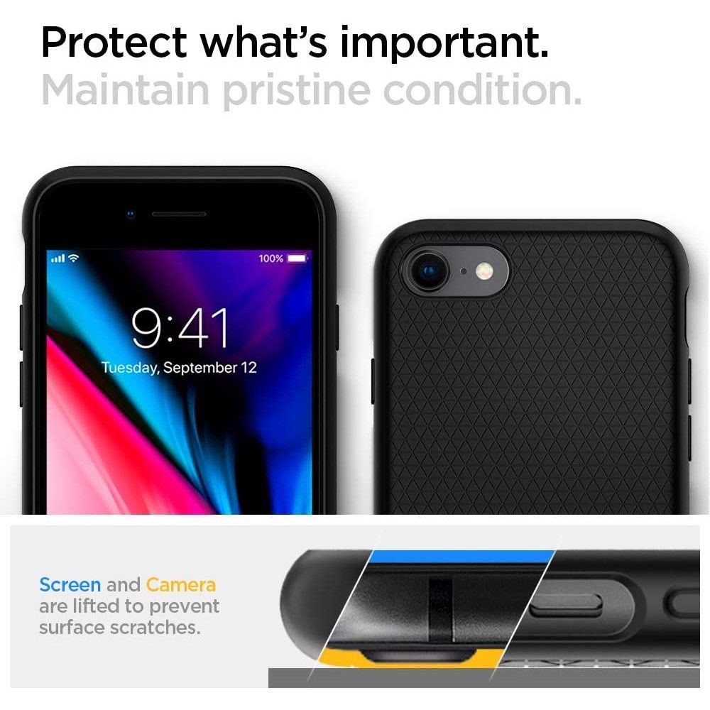 Tok Apple iPhone SE (2022) / SE (2020) / 8 / 7 készülékhez, Spigen, Liquid Air, Fekete 042CS20511