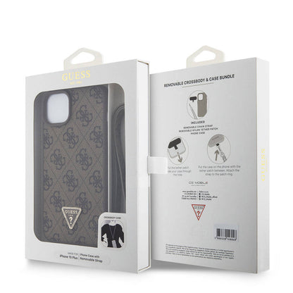 Tok Apple iPhone 15 Plus-hoz, Guess, Crossbody 4G Metal Logo, Barna, Újrapecsételt