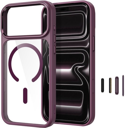Tok Apple iPhone 18 Pro Max / 17 Pro Max készülékhez, Tech-Protect, Magmat CC, Átlátszó bordó