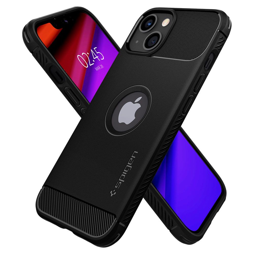 Tok Apple iPhone 13-hoz, Spigen, Rugged Armor, Fekete ACS03518
