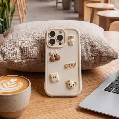 Case for Apple iPhone 17 Pro, OEM, Ultra Trendy 3D Bear, Beige