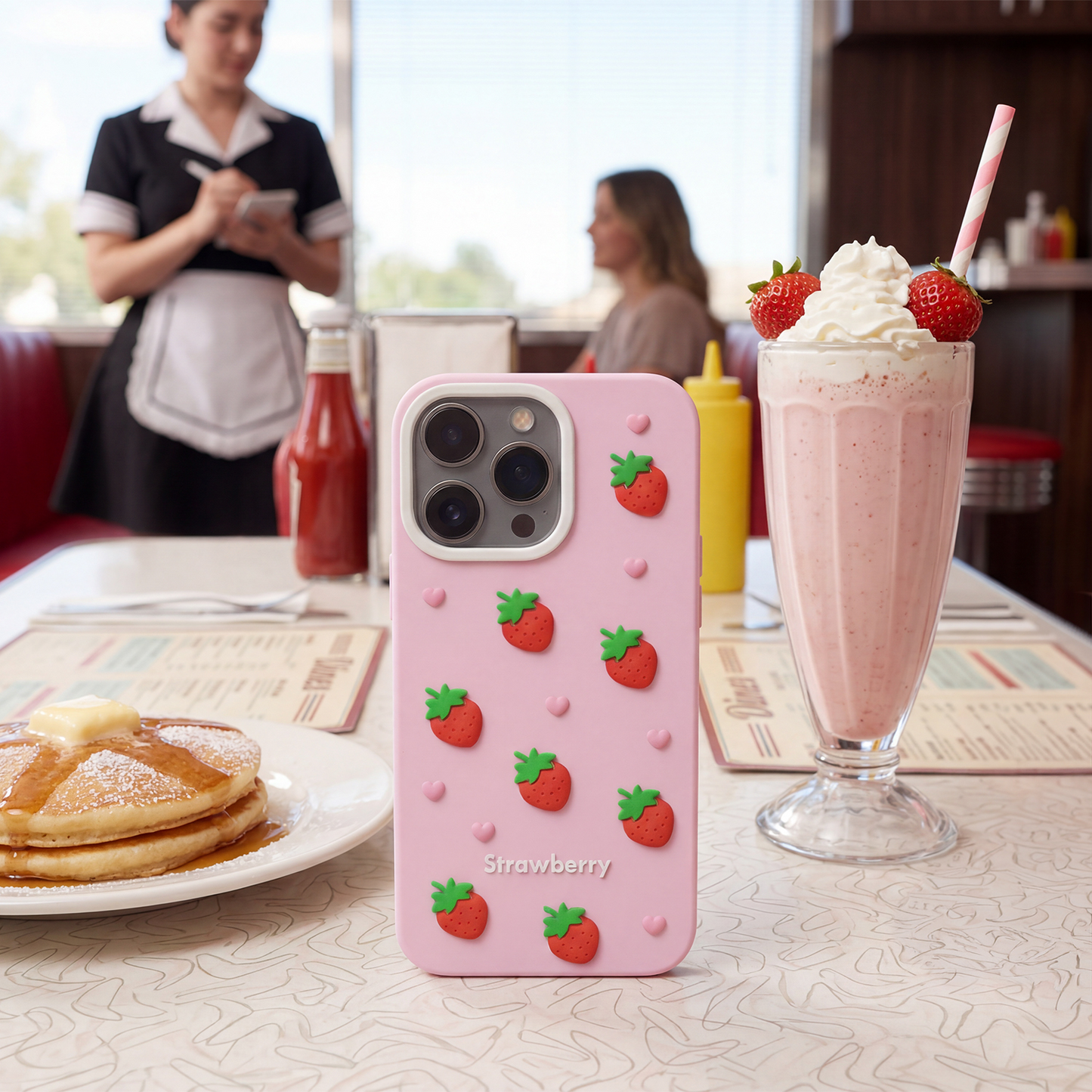 Case for Apple iPhone 15 Pro / 14 Pro, OEM, Strawberry, Pink