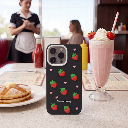 Case for Apple iPhone 17 Pro, OEM, Strawberry, Black