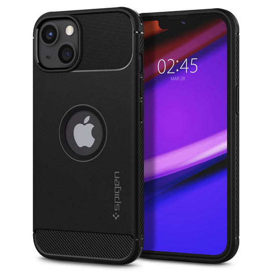 Tok Apple iPhone 13-hoz, Spigen, Rugged Armor, Fekete ACS03518