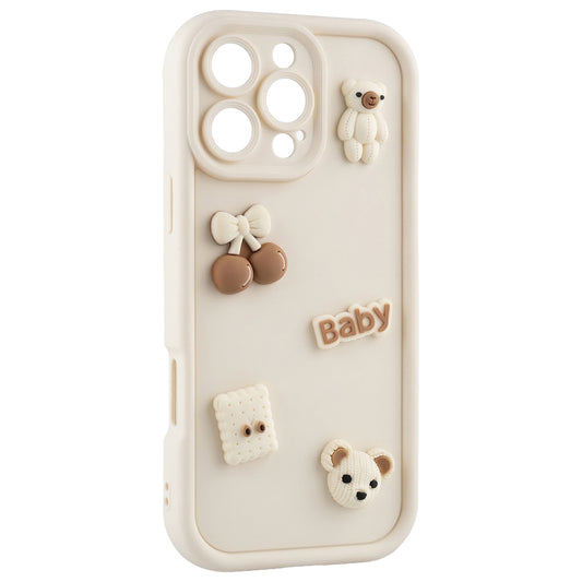 Case for Apple iPhone 14, OEM, Ultra Trendy 3D Bear, Beige