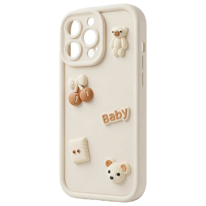 Case for Apple iPhone 16 Pro Max, OEM, Ultra Trendy 3D Bear, Beige
