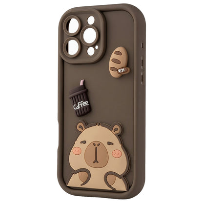 Case for Apple iPhone 14, OEM, Ultra Trendy 3D Capybara, Brown