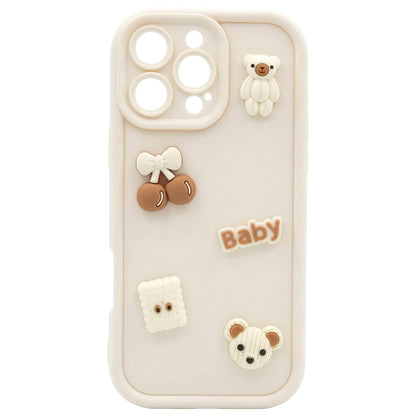 Case for Apple iPhone 16 Pro, OEM, Ultra Trendy 3D Bear, Beige