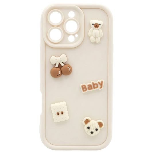 Apple iPhone 17 Pro tok, OEM, Ultra Trendy 3D Bear, bézs