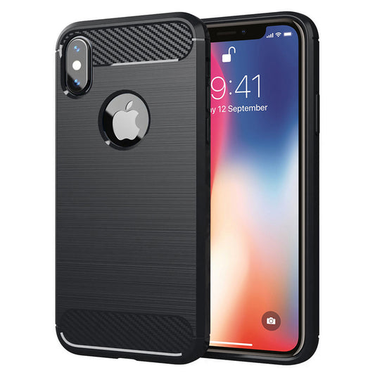 Tok Apple iPhone XS / X-hez, Techsuit, karbon, fekete