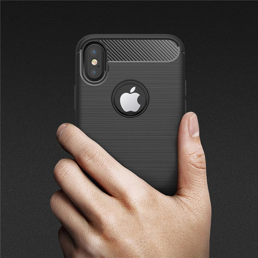 Tok Apple iPhone XS / X-hez, Techsuit, karbon, fekete