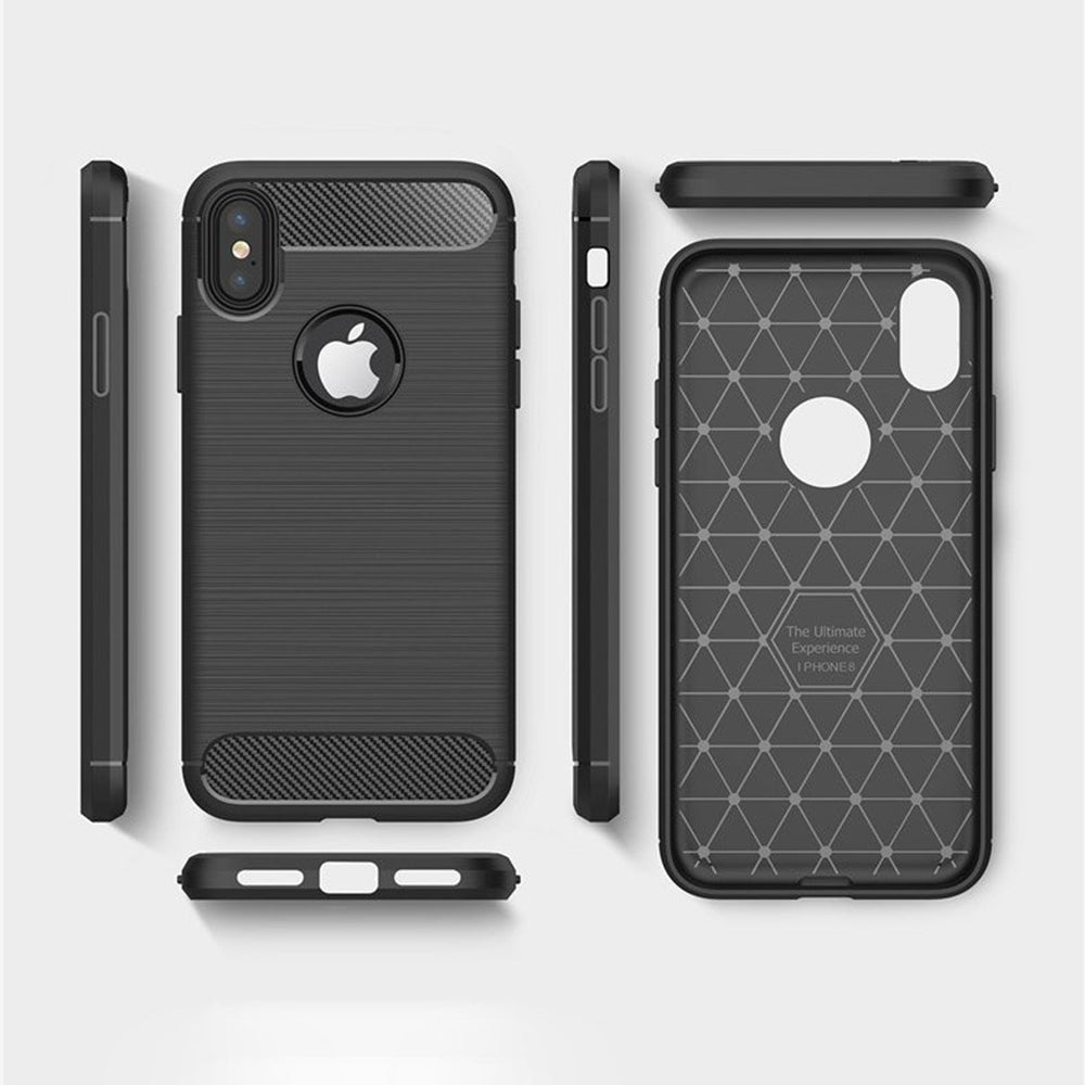 Tok Apple iPhone XS / X-hez, Techsuit, karbon, fekete