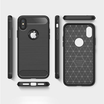 Tok Apple iPhone XS / X-hez, Techsuit, karbon, fekete