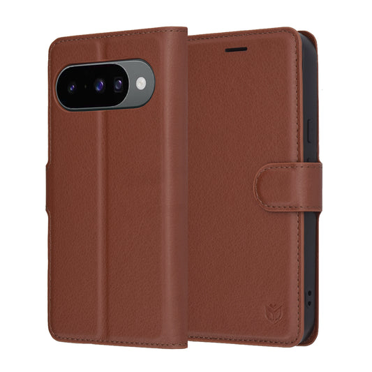 Tok Google Pixel 10 Pro / 10-hez, Techsuit, bőr folio, barna