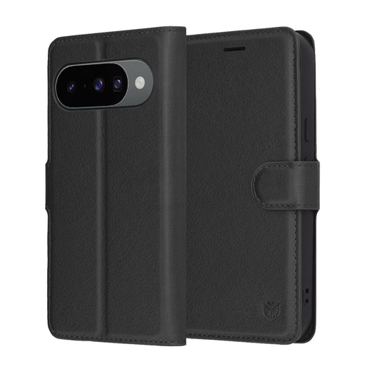 Tok Google Pixel 10 Pro / 10-hez, Techsuit, bőr folio, fekete