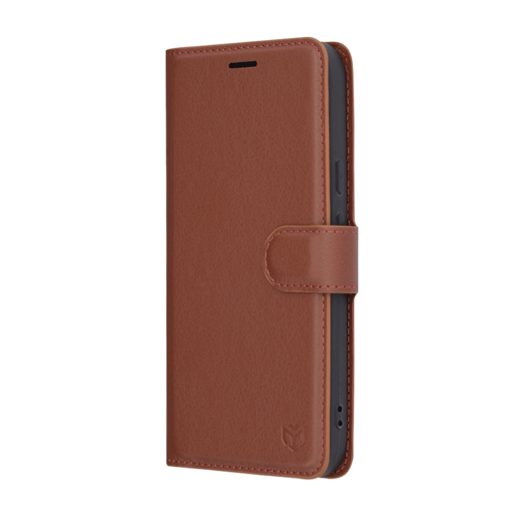 Tok Google Pixel 9a-hez, Techsuit, bőr folio, barna