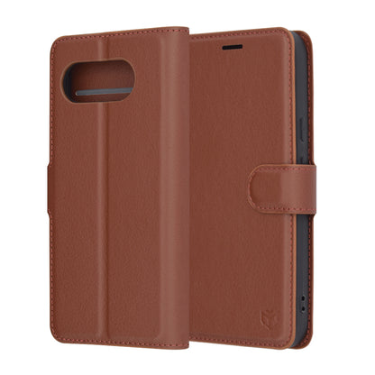 Tok Google Pixel 9a-hez, Techsuit, bőr folio, barna
