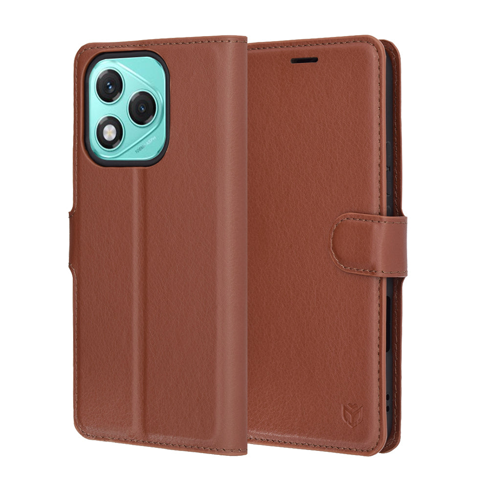 Honor 400 Lite tok, Techsuit, bőr folio, barna