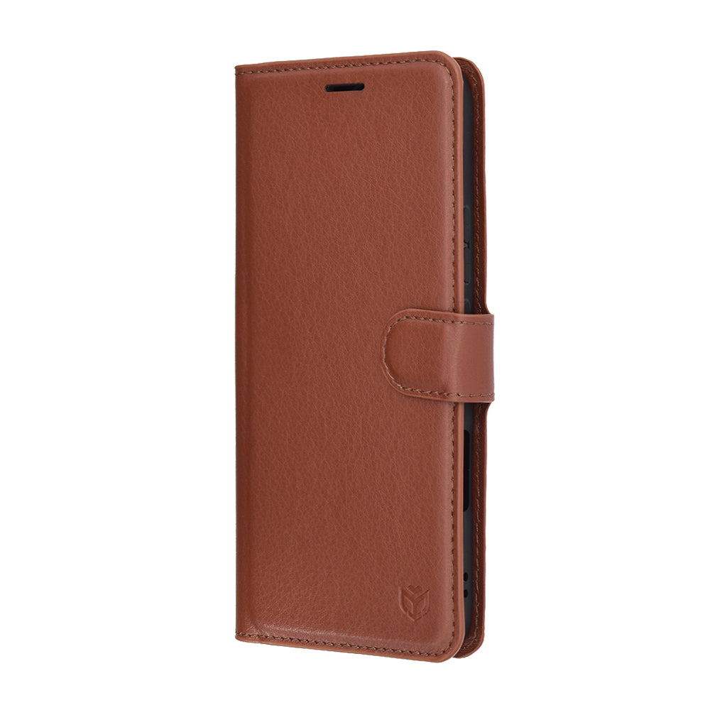 Honor 400 Lite tok, Techsuit, bőr folio, barna