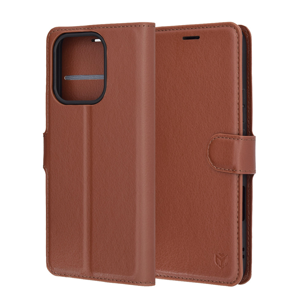 Honor 400 Lite tok, Techsuit, bőr folio, barna