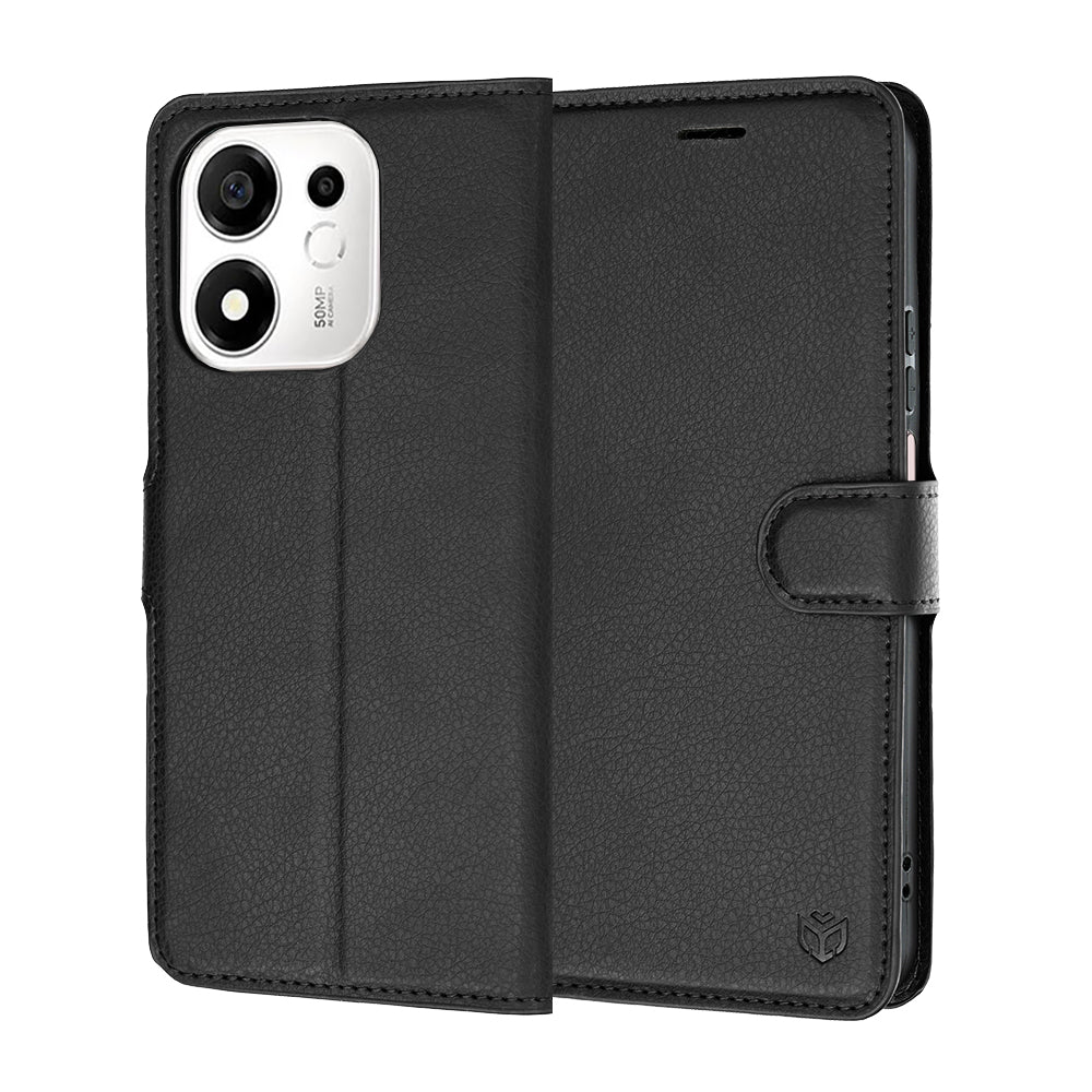 Case for Honor 600 Smart, Techsuit, Leather Folio, Black