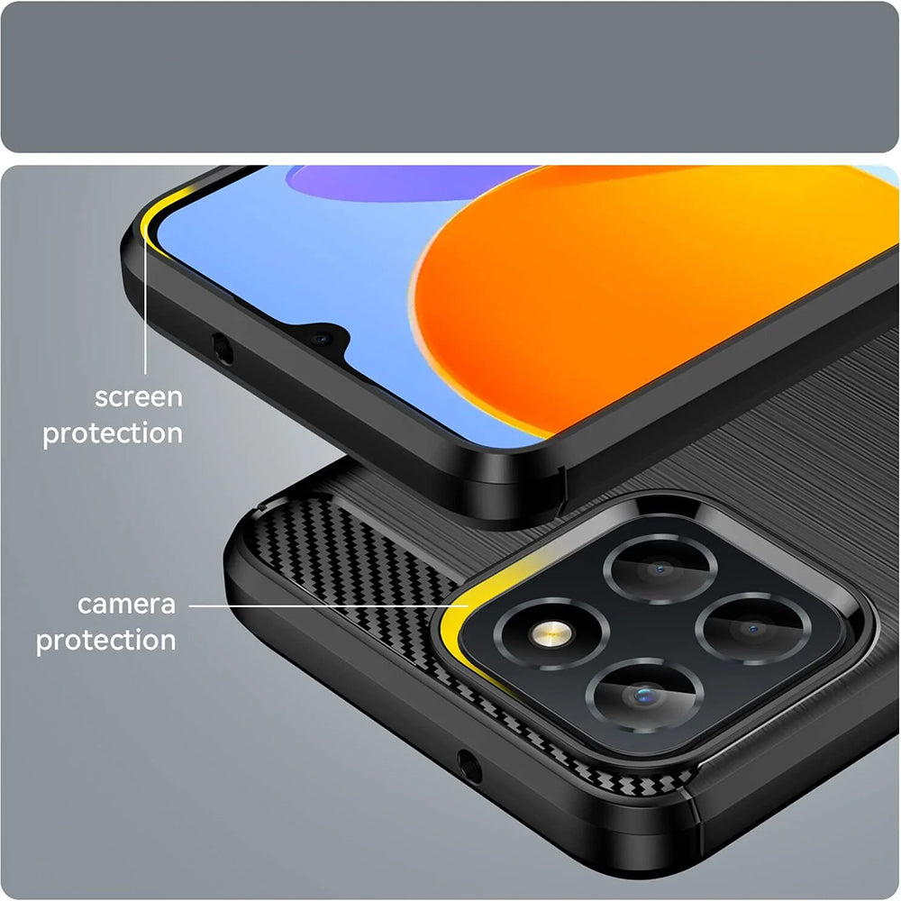 Tok Honor 70 Lite / X6 / X8 5G-hez, Techsuit, karbon, fekete