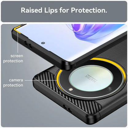 Tok Honor Magic6 Lite-hez, Techsuit, Karbon, Fekete