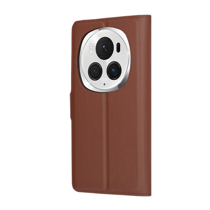 Tok Honor Magic6 Pro-hoz, Techsuit, bőr folio, barna
