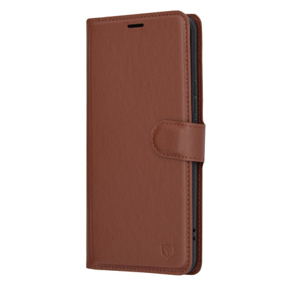 Tok Honor Magic6 Pro-hoz, Techsuit, bőr folio, barna