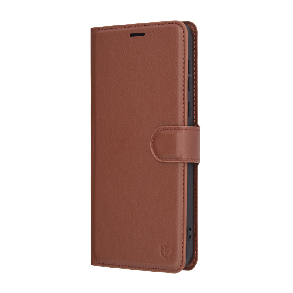 Tok Honor Magic7 Pro-hoz, Techsuit, bőr folio, barna