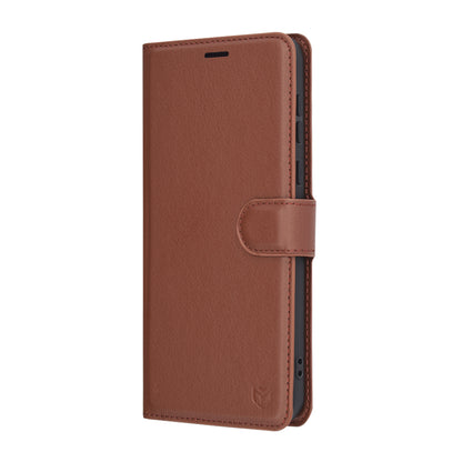 Tok Honor Magic7 Pro-hoz, Techsuit, bőr folio, barna