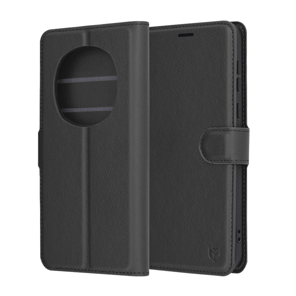 Honor Magic7 Pro tok, Techsuit, bőr folio, fekete