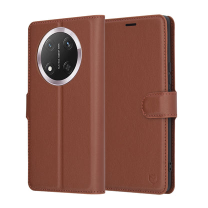 Tok Honor X9c / Magic7 Lite-hez, Techsuit, bőr folio, barna