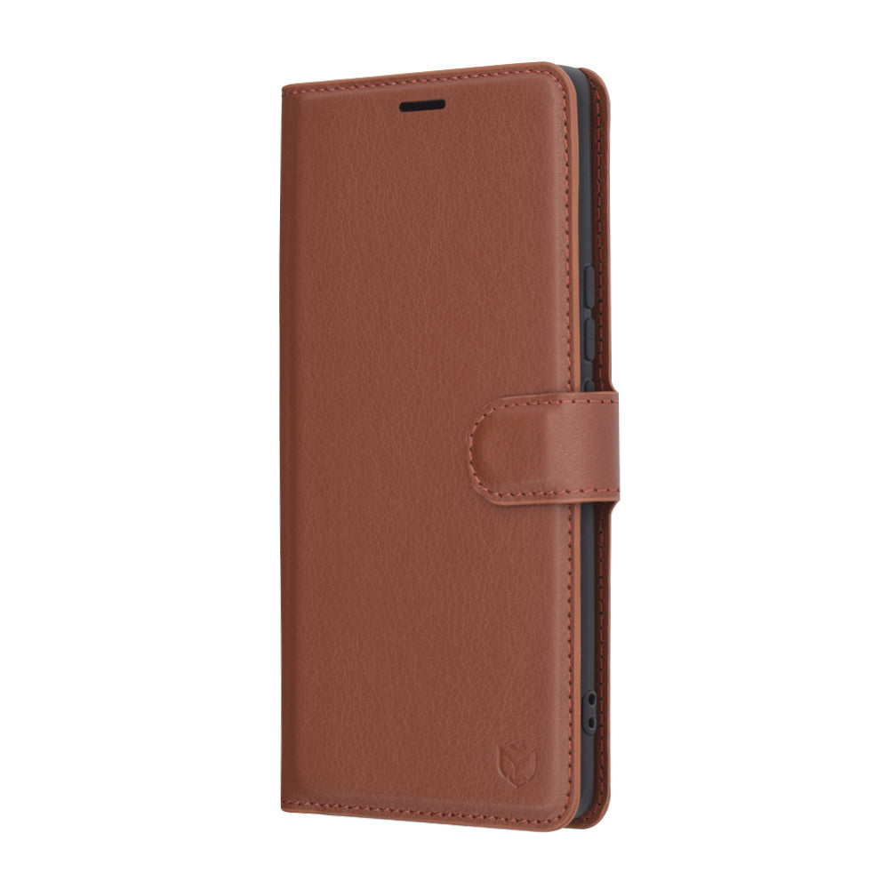 Tok Honor X9c / Magic7 Lite-hez, Techsuit, bőr folio, barna