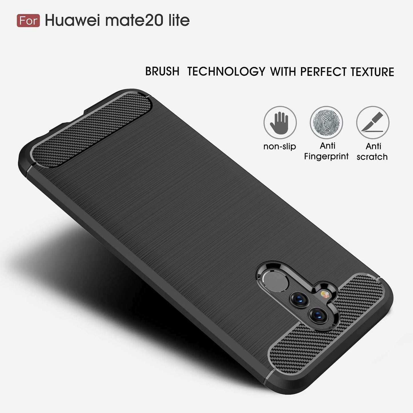 Case for Huawei Mate 20 Lite, Techsuit, Carbon, Black
