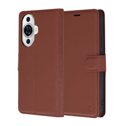 Tok Huawei nova 12s / nova 11-hez, Techsuit, bőr folio, barna