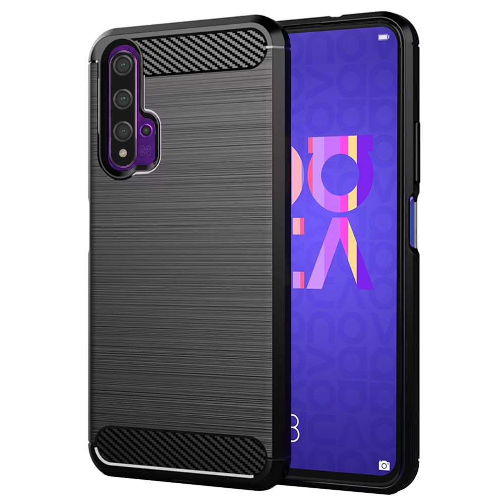 Tok Huawei nova 5T / Honor 20-hoz, Techsuit, Karbon, Fekete