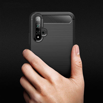 Tok Huawei nova 5T / Honor 20-hoz, Techsuit, Karbon, Fekete