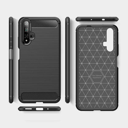Tok Huawei nova 5T / Honor 20-hoz, Techsuit, Karbon, Fekete