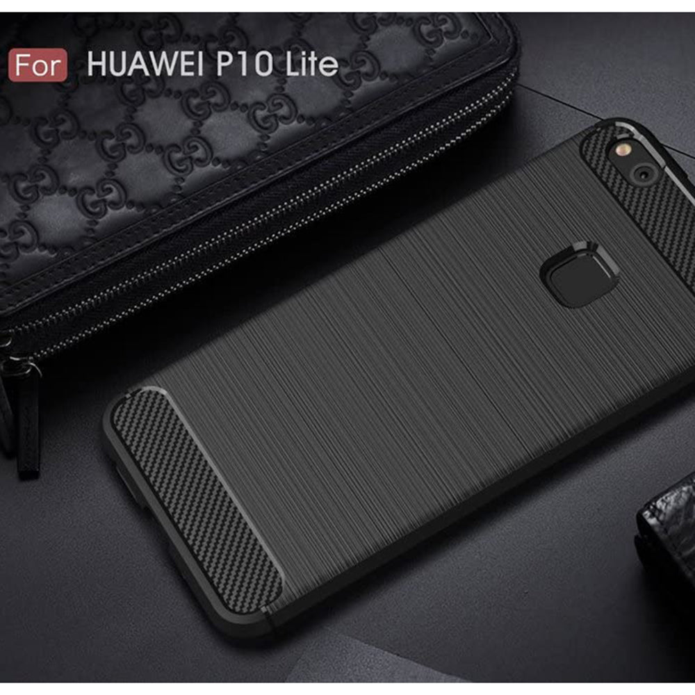 Tok Huawei P10 Lite-hez, Techsuit, karbon, fekete