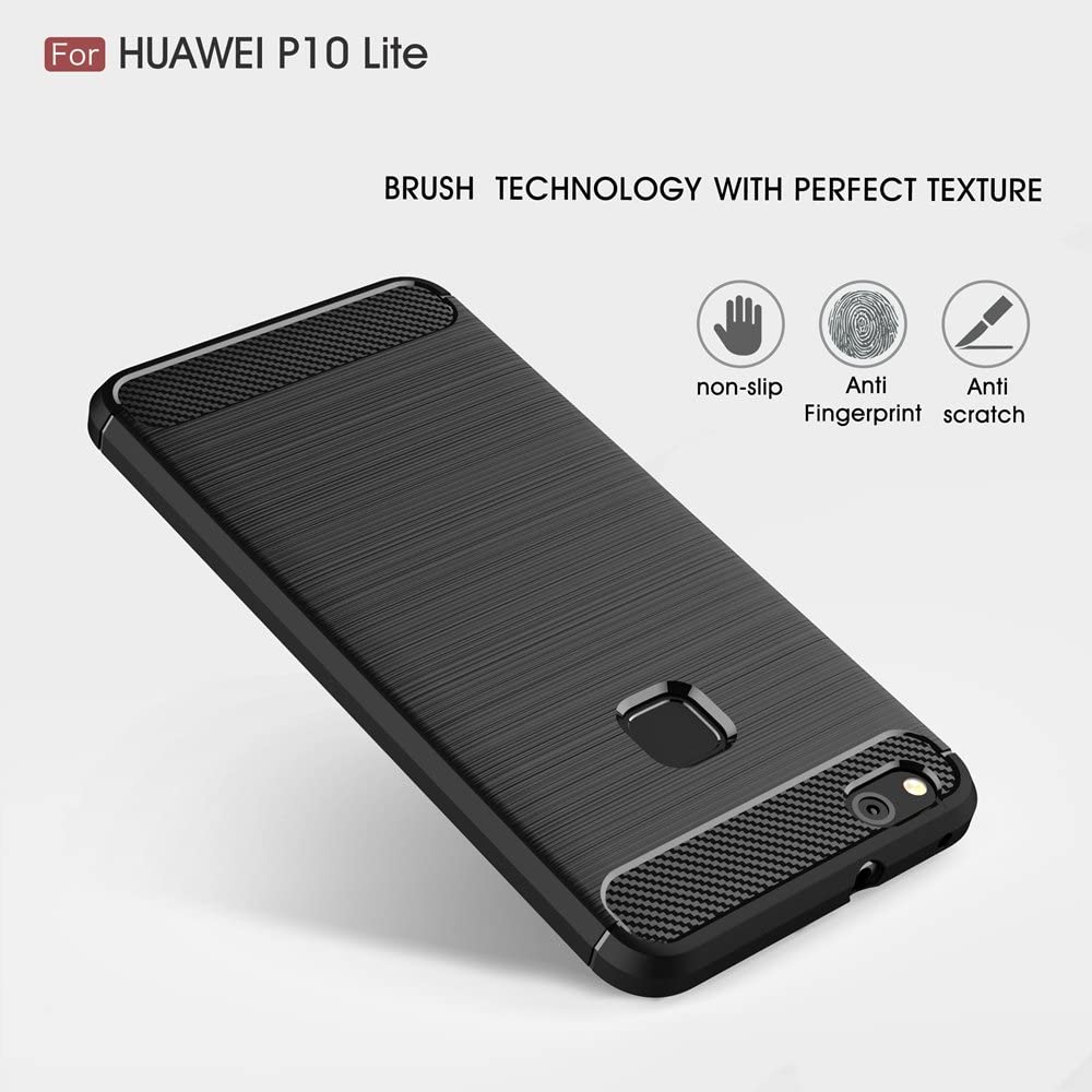 Tok Huawei P10 Lite-hez, Techsuit, karbon, fekete