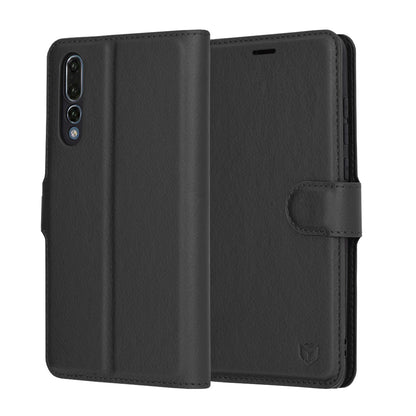 Tok Huawei P20 Pro-hoz, Techsuit, Leather Folio, Fekete