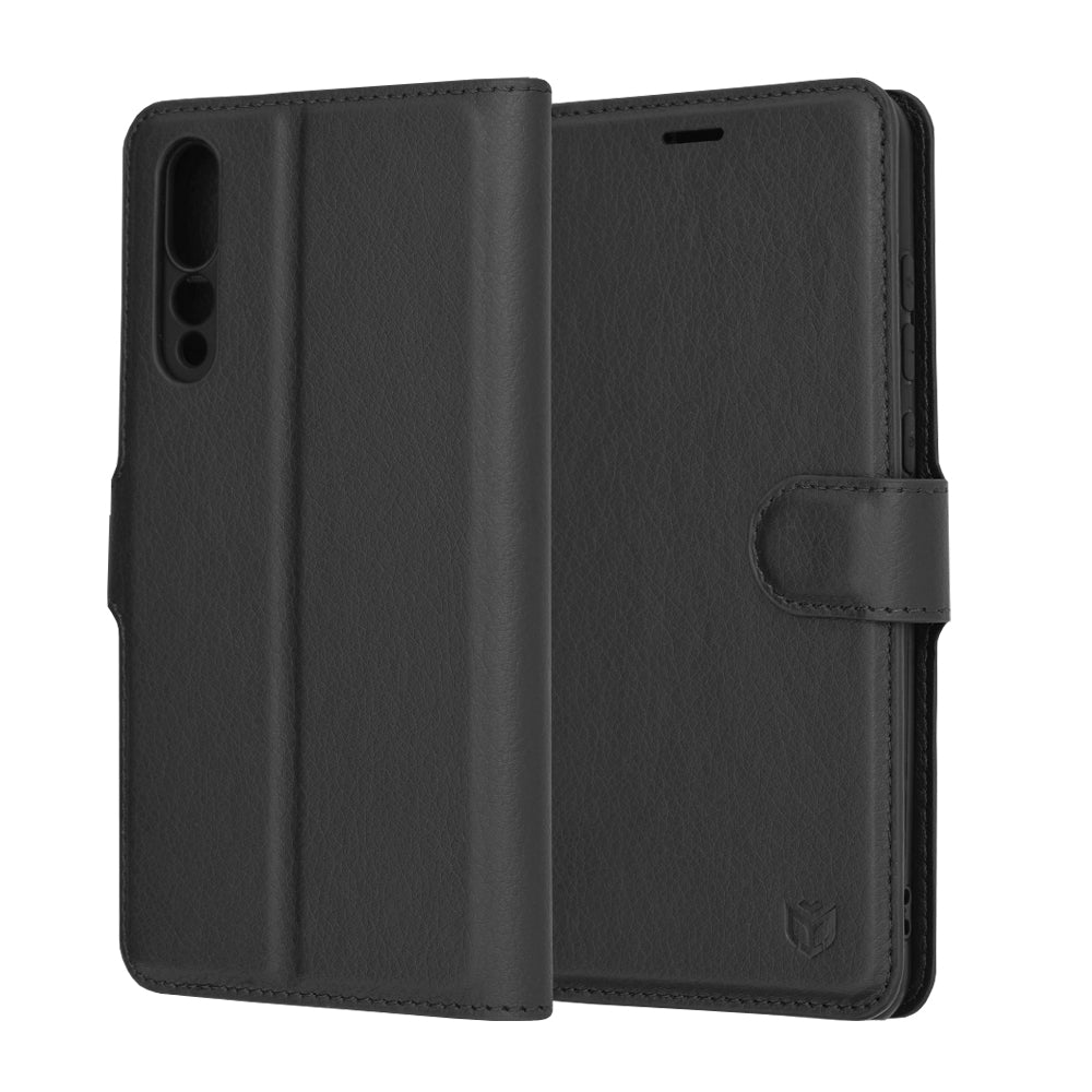 Tok Huawei P20 Pro-hoz, Techsuit, Leather Folio, Fekete