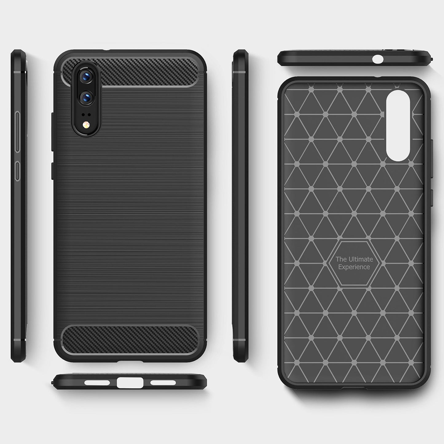 Huawei P20 tok, Techsuit, Karbon, Fekete