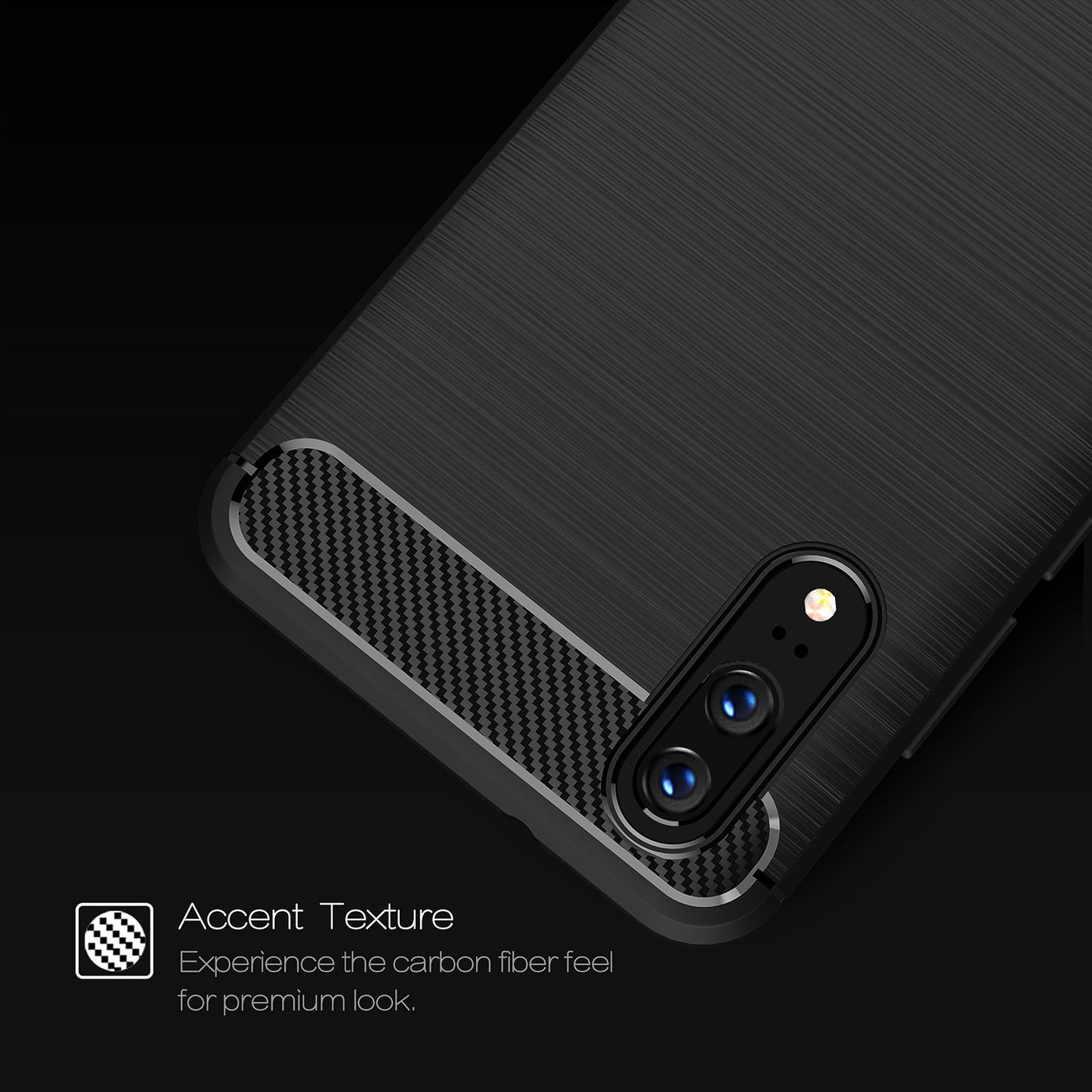 Huawei P20 tok, Techsuit, Karbon, Fekete
